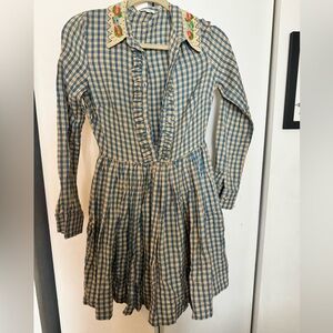 Manoush plaid beaded collar Dress sz 38